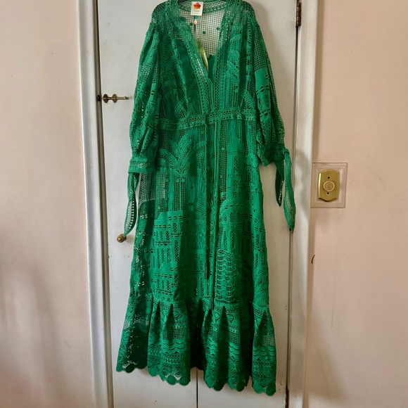 FARM Rio Green Morada Boa Guipure Lace Maxi Dress - Picture 8 of 16